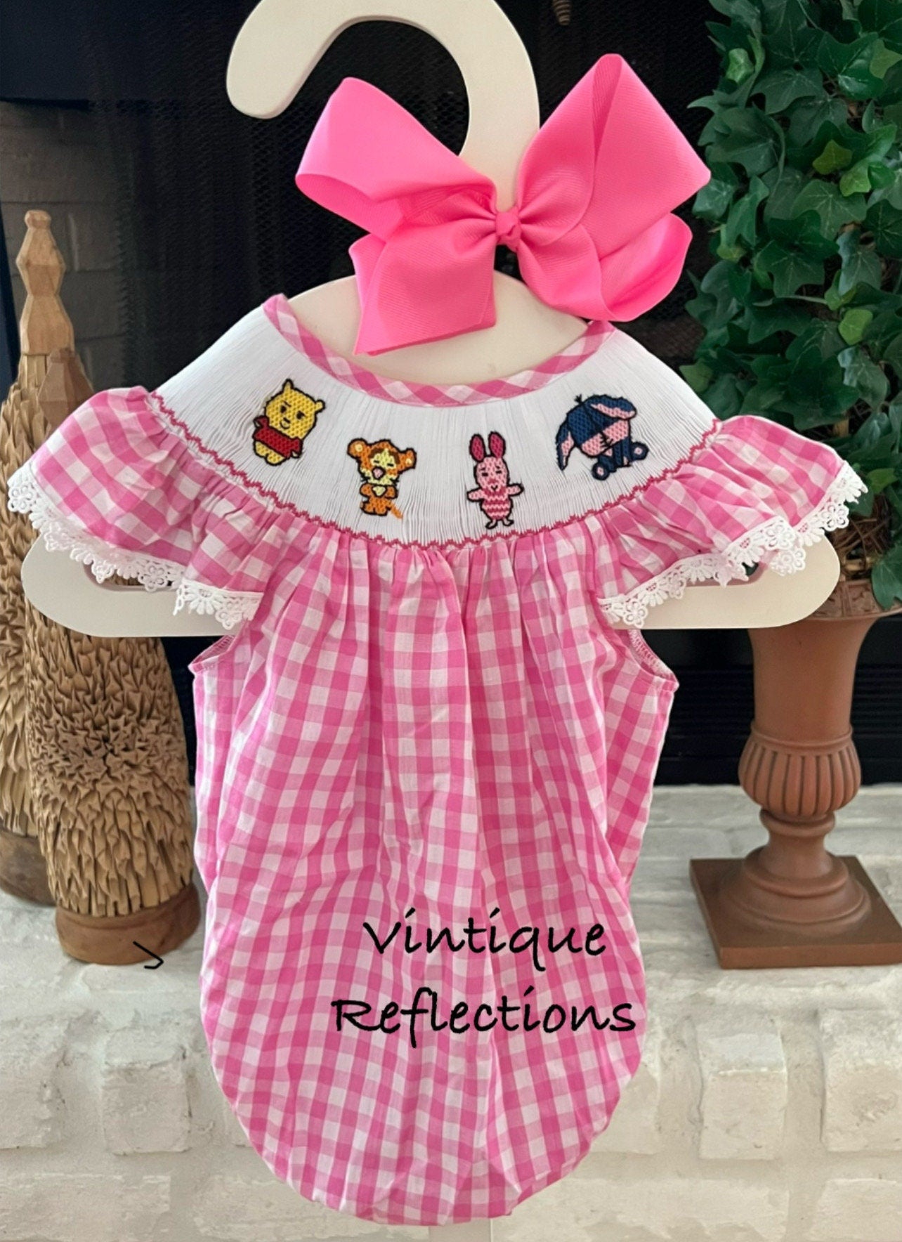 Custom Hand Smocked Winnie the Pooh Bubble Outfit sizes 6 mo thru 3T