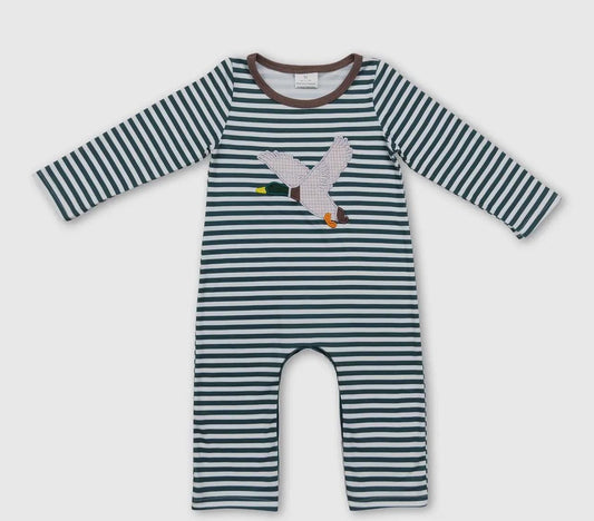 Boy’s Mallard Duck Embroidered Longall Romper Outfit